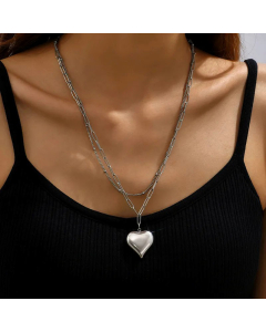 Hip-Hop Heart Shape Stainless Steel Layered Necklaces