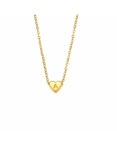 Wholesale Simple Style Letter A Heart Shape Titanium Steel Plating Necklace CA07831653