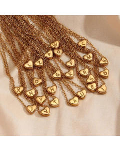 Wholesale Simple Style Letter Heart Shape Titanium Steel Plating Necklace CA07831653