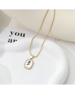 Retro Flower Titanium Steel Plating 14K Gold Plated Pendant Necklace