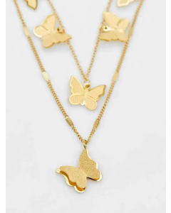 Wholesale Elegant Round Heart Shape Butterfly Titanium Steel Inlay Artificial Pearls Shell Layered Necklaces CA07831659