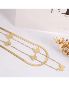 Wholesale Butterfly Double-Layer Chain Titanium Steel Necklaces CA07831660