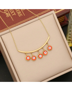 Wholesale French Style Devil's Eye Stainless Steel Plating Necklace CA07831666-Gold Color-01