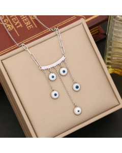 Wholesale French Style Devil's Eye Stainless Steel Plating Necklace CA07831666-Steel Color-03