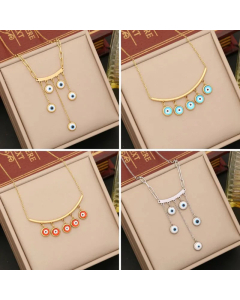 Wholesale French Style Devil's Eye Stainless Steel Plating Necklace CA07831666