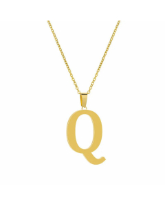Simple Style Letter Q Titanium Steel Plating Pendant Necklace CA07831676