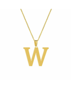Wholesale Letter W Titanium Steel Plating Pendant Necklace CA07831676
