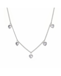 Wholesale Stainless Steel Necklace Casual Heart Shape Plating Inlay Zircon Necklace-Steel Color-White