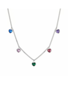 Wholesale Stainless Steel Necklace Casual Heart Shape Plating Inlay Zircon Necklace-Steel Color-Multi-color