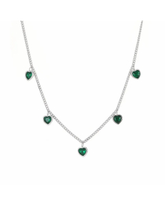 Wholesale Stainless Steel Necklace Casual Heart Shape Plating Inlay Zircon Necklace-Steel Color-Green