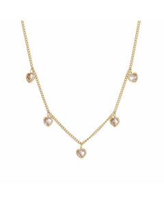 Wholesale Stainless Steel Necklace Casual Heart Shape Plating Inlay Zircon Necklace-Gold Color-White