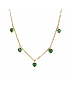 Wholesale Stainless Steel Necklace Casual Heart Shape Plating Inlay Zircon Necklace-Gold Color-Green