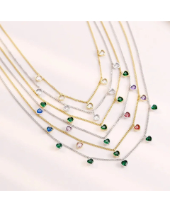 Wholesale Stainless Steel Necklace Casual Heart Shape Plating Inlay Zircon Necklace