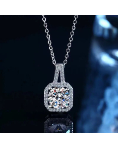 Wholesale Stainless Steel Necklace Artistic Shiny Square Plating Inlay Opal Zircon 18K Gold Plated Pendant Necklace