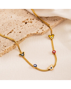 Cute Enamel Pentagram Devil's Eye Plating 18K Gold Plated Stainless Steel Necklace