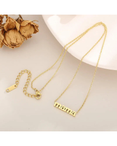 Minimalism MAMA Pendant Stainless Steel Plating 18K Gold Plated Necklace