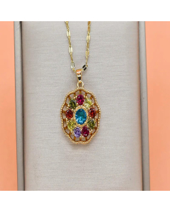 Wholesale Stainless Steel Necklace Retro Minimalism Oval Plating Inlay Zircon Pendant Necklace