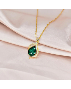Fairy Style Water Droplets Zircon Inlaid Pendant Stainless Steel Necklace