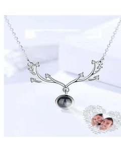 Fashion Streetwear Antlers Inlay Artificial Gemstones Stainless Steel Pendant Necklace