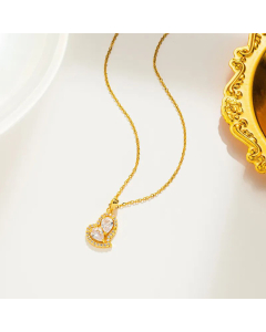 Exquisite Water Droplets Heart Shape Inlay Zircon Stainless Steel Pendant Necklace