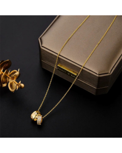 Wholesale Stainless Steel Necklace Simple Style Circle Inlay Rhinestones Necklace