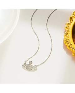 Minimalism Planet Pendant Zircon Inlaid Stainless Steel Necklace