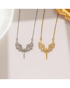 Wholesale Stainlee Steel Necklace Elegant Full Diamond Angel Pendant Necklace