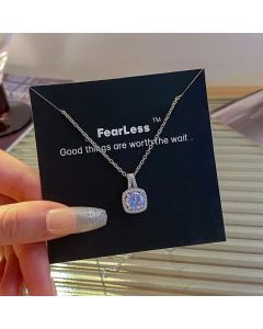Wholesale Stainless Steel Necklace Classic Minimalism Square Zircon Inlaid Pendant Necklace