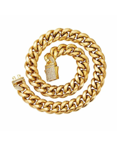 Hip-Hop Square Stainless Steel Inlay Zircon Necklace