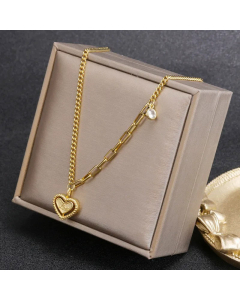 Wholesale Stainless Steel Necklace Fashion Minimalism Heart Shape Plating 24K Gold Plated Pendant Necklace