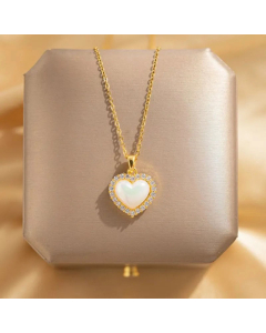 Elegant Leaf Heart Shape Lock Titanium Steel Plating Inlay Rhinestones Zircon Pendant Necklace