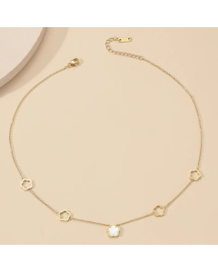 Elegant Shiny Flower Titanium Steel Polishing Plating Shell 18K Gold Plated Necklace