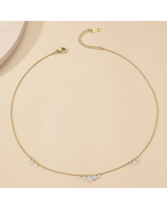 Simple Style Geometric Titanium Steel Plating Inlay Rhinestones 18K Gold Plated Necklace