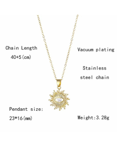 INS Style Devil'S Eye Stainless Steel Titanium Steel Plating Inlay Zircon 18K Gold Plated Gold Plated Pendant Necklace