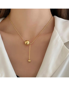 Minimalism Solid Color Ball Pendant Stainless Steel Necklace