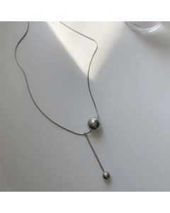Non-Fading Steel Color Ball Pendant Stainless Steel Necklace