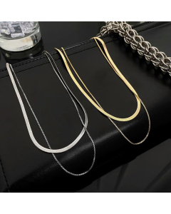Wholesale Stainless Steel Necklace Casual Hip-Hop Solid Color Chain Layered Necklaces