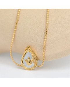 French Style Water Drop Crown Pendant Stainless Steel Necklace