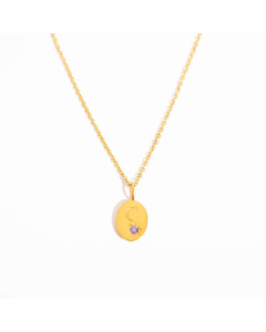 Minimalism Oval Letter C Plating Inlay Zircon 18K Gold Plated Pendant  Stainless Steel Necklace