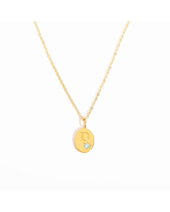 Minimalism Oval Letter D Plating Inlay Zircon 18K Gold Plated Pendant  Stainless Steel Necklace