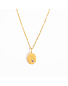 Minimalism Oval Letter H Plating Inlay Zircon 18K Gold Plated Pendant  Stainless Steel Necklace