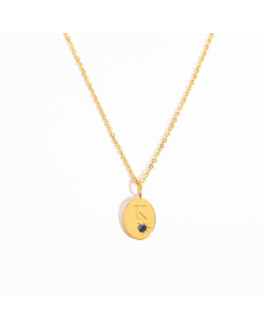 Minimalism Oval Letter K Plating Inlay Zircon 18K Gold Plated Pendant  Stainless Steel Necklace