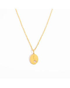 Minimalism Oval Letter L Plating Inlay Zircon 18K Gold Plated Pendant  Stainless Steel Necklace