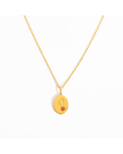 Minimalism Oval Letter O Plating Inlay Zircon 18K Gold Plated Pendant  Stainless Steel Necklace