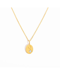Minimalism Oval Letter Q Plating Inlay Zircon 18K Gold Plated Pendant  Stainless Steel Necklace