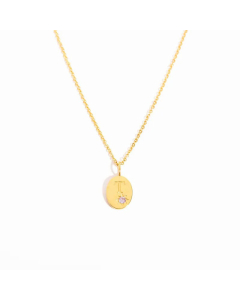Minimalism Oval Letter T Plating Inlay Zircon 18K Gold Plated Pendant  Stainless Steel Necklace