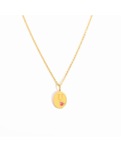 Minimalism Oval Letter U Plating Inlay Zircon 18K Gold Plated Pendant  Stainless Steel Necklace