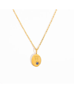 Minimalism Oval Letter W Plating Inlay Zircon 18K Gold Plated Pendant  Stainless Steel Necklace