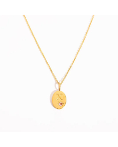 Minimalism Oval Letter X Plating Inlay Zircon 18K Gold Plated Pendant  Stainless Steel Necklace