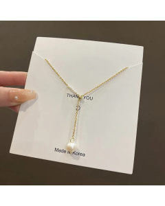 Elegant Pearl Plating Pendant Necklace Stainless Steel Clavicle Chain Necklace